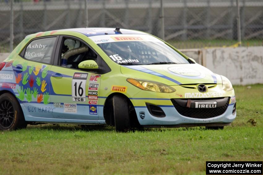 Michael Ashby's Mazda 2 goes off at turn 12