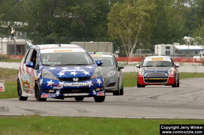 Brian Price's Honda Fit, Nate Stacy's Ford Fiesta and Andrei Kisel's MINI Cooper