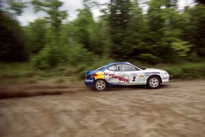 Paul Choiniere / Jeff Becker Hyundai Tiburon at speed on SS1, Waptus.