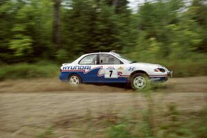 John Buffum / Mark Williams Hyundai Elantra at speed on SS1, Waptus.