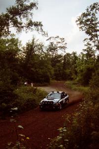 Lee Shadbolt / Bob Sherman Subaru Impreza at speed on SS1, Waptus.