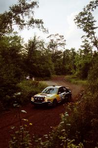 Pat Richard / Nathalie Richard Subaru Impreza 2.5RS at speed on SS1, Waptus.