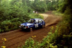 Mark Utecht / Brenda Corneliusen Dodge Omni GLH Turbo at speed on SS1, Waptus.