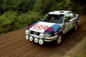 Alex Erisoty / Ben Greisler Audi 90 Quattro at speed on SS1, Waptus.