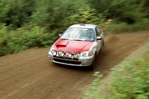 Nick Robinson / Carl Lindquist Honda Civic at speed on SS1, Waptus.