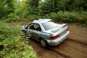 Russ Hodges / Jimmy Brandt Subaru WRX at speed on SS1, Waptus.