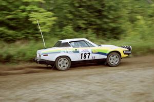 John Shirley / James Hurley Triumph TR-7 V8 at speed on SS1, Waptus.