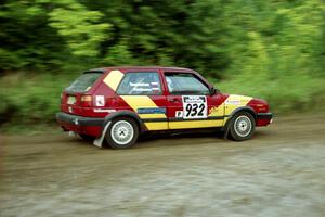 Dmitri Kishkarev / Dave Shindle VW GTI at speed on SS1, Waptus.