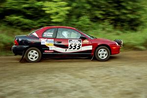 Tom Young / Jim LeBeau Dodge Neon ACR at speed on SS1, Waptus.