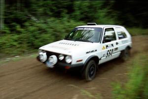 Aaron Hatz / Brendan Higgins VW GTI at speed on SS1, Waptus.