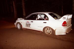 Tim Paterson / Scott Ferguson Mitsubishi Lancer Evo IV at speed on SS5, Hanna One.