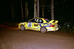 Paul Eklund / Scott Huhn Subaru Impreza at speed on SS5, Hanna One.
