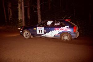 Bryan Hourt / Tom Tighe Honda Civic at speed on SS5, Hanna One.