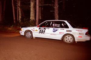 Todd Jarvey / Rich Faber Mitsubishi Galant VR-4 at speed on SS5, Hanna One.