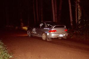 Russ Hodges / Jimmy Brandt Subaru WRX at speed on SS5, Hanna One.