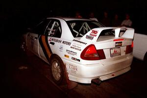 Pete Lahm / Matt Chester Mitsubishi Lancer Evo IV checks into the finish of SS7, Two Inlets.