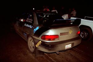 Lon Peterson / Bill Gutzmann Subaru Impreza 2.5RS checks into the finish of SS7, Two Inlets.