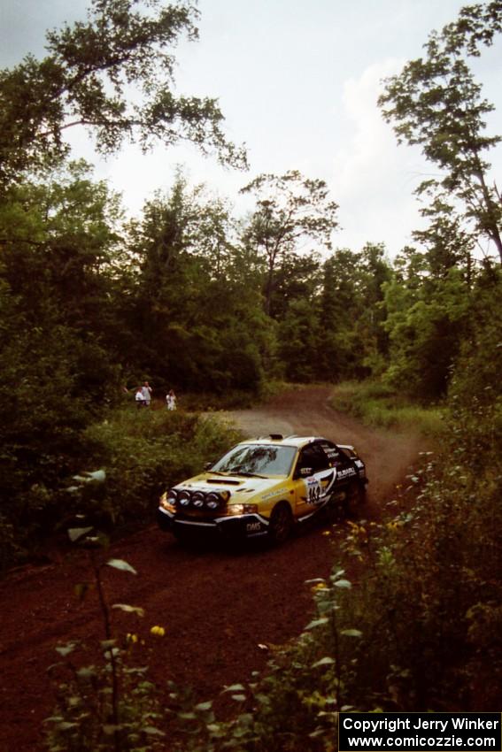 Pat Richard / Nathalie Richard Subaru Impreza 2.5RS at speed on SS1, Waptus.