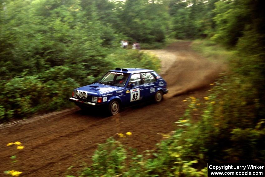 Mark Utecht / Brenda Corneliusen Dodge Omni GLH Turbo at speed on SS1, Waptus.