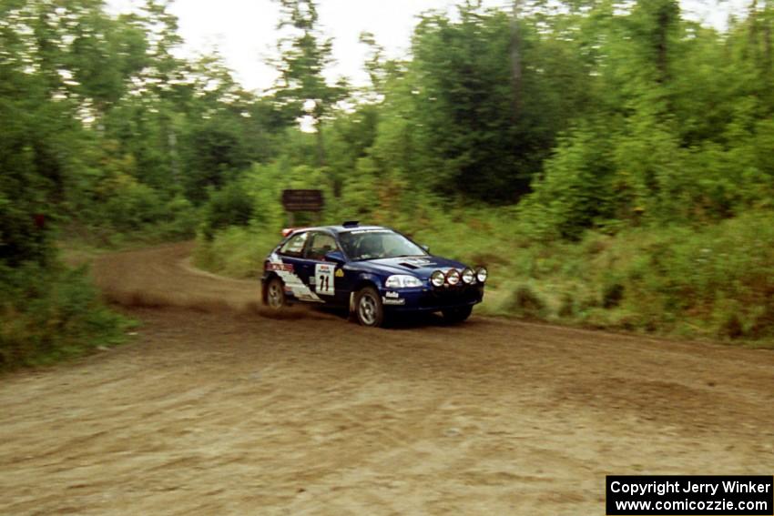 Bryan Hourt / Tom Tighe Honda Civic at speed on SS1, Waptus.