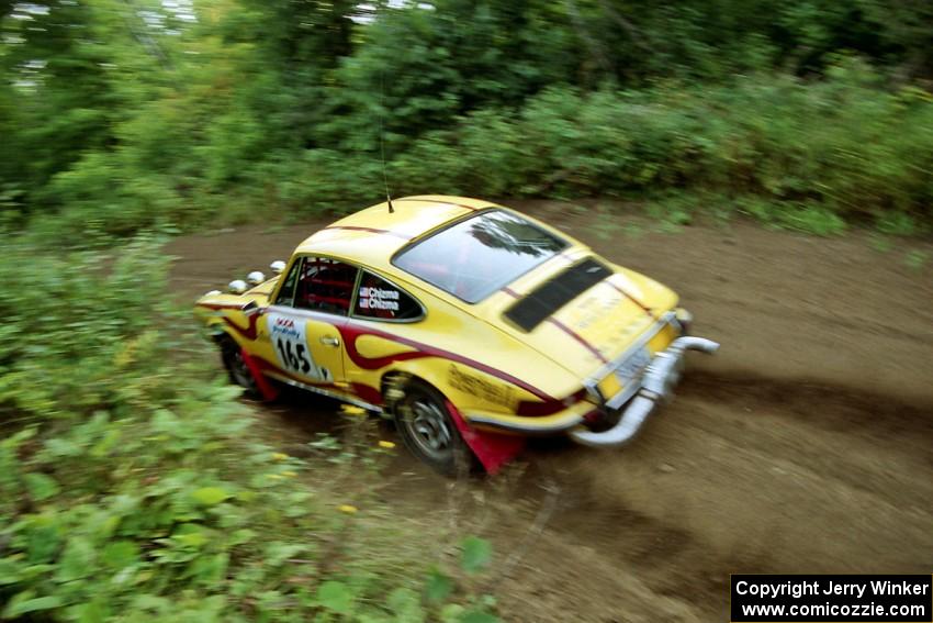 Dennis Chizma / Claire Chizma Porsche 911 at speed on SS1, Waptus.