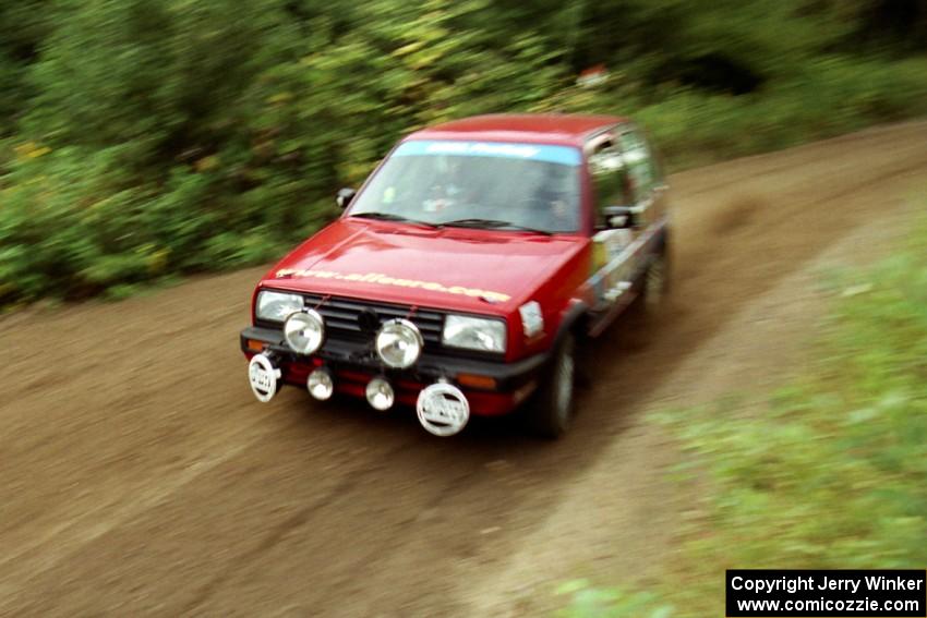 Brian Vinson / Richard Beels VW GTI at speed on SS1, Waptus.