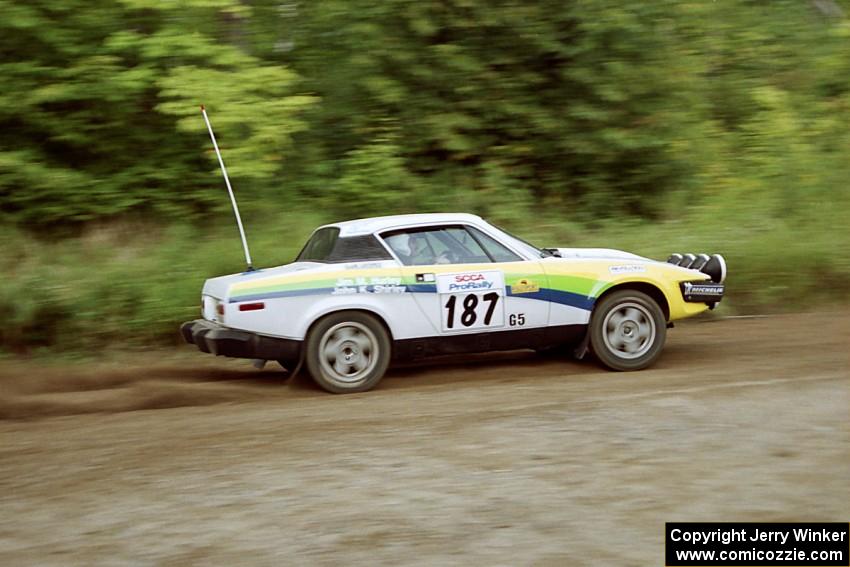 John Shirley / James Hurley Triumph TR-7 V8 at speed on SS1, Waptus.