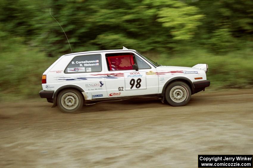 Bob Nielsen / Brett Corneliusen VW GTI at speed on SS1, Waptus.