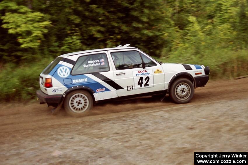 Eric Burmeister / Mark Buskirk VW GTI at speed on SS1, Waptus.