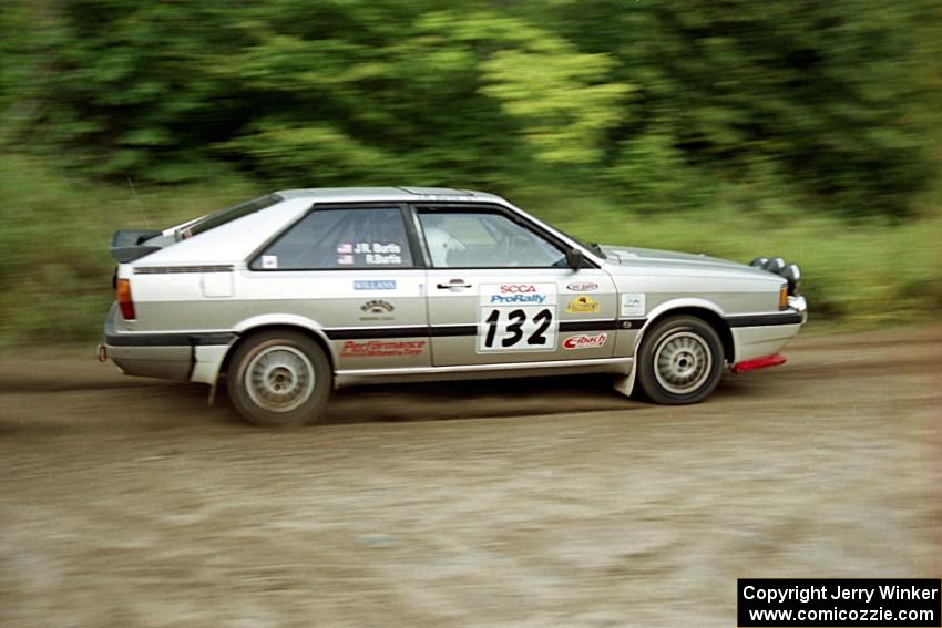 Bob Burtis / Rick Burtis Audi Quattro Coupe at speed on SS1, Waptus.