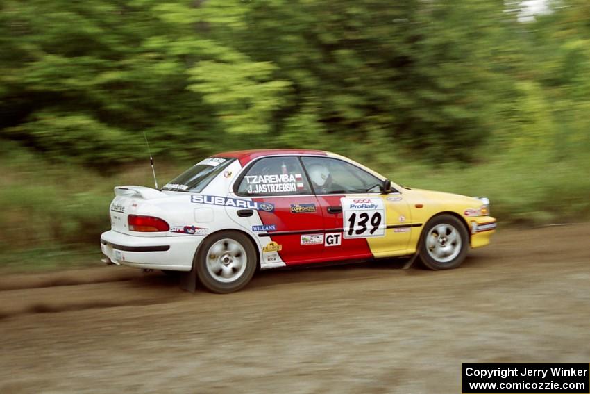 Janusz Jastrzebski / Tomasz Zaremba Subaru Impreza at speed on SS1, Waptus.