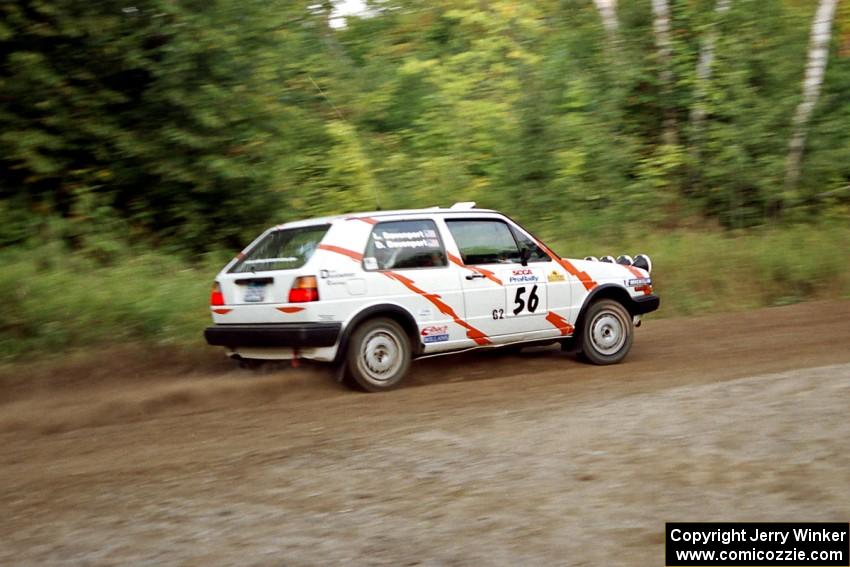 Doug Davenport / Lea Davenport VW GTI at speed on SS1, Waptus.