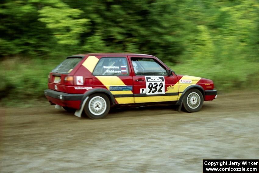 Dmitri Kishkarev / Dave Shindle VW GTI at speed on SS1, Waptus.