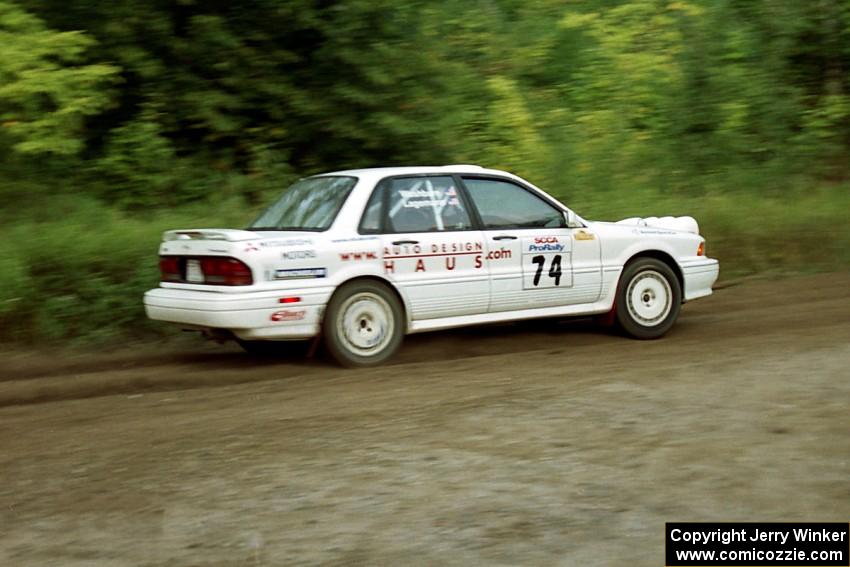 Ramana Lagemann / Bill Washburn Mitsubishi Galant VR-4 at speed on SS1, Waptus.