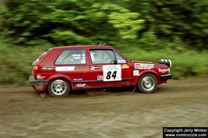 J.B. Niday / Al Kintigh VW GTI at speed on SS1, Waptus.