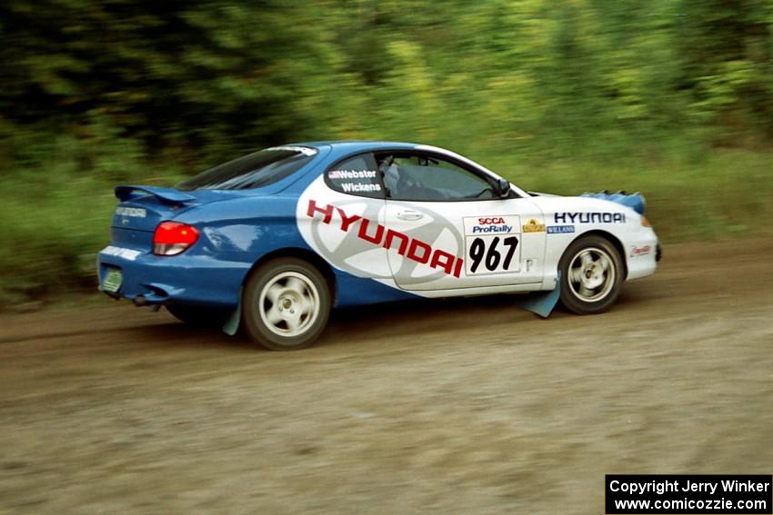 Larry Webster / J. Jon Wickens Hyundai Tiburon at speed on SS1, Waptus.