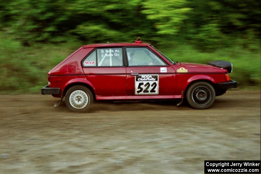 Jon Butts / Gary Butts Dodge Omni GLH at speed on SS1, Waptus.