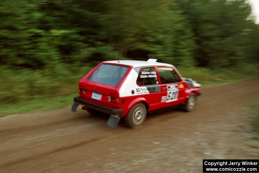 Jason Lajon / John Adleman VW GTI at speed on SS1, Waptus.