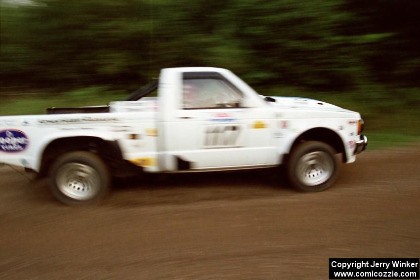 Ken Stewart / Doc Shrader Chevy S-10 at speed on SS1, Waptus.