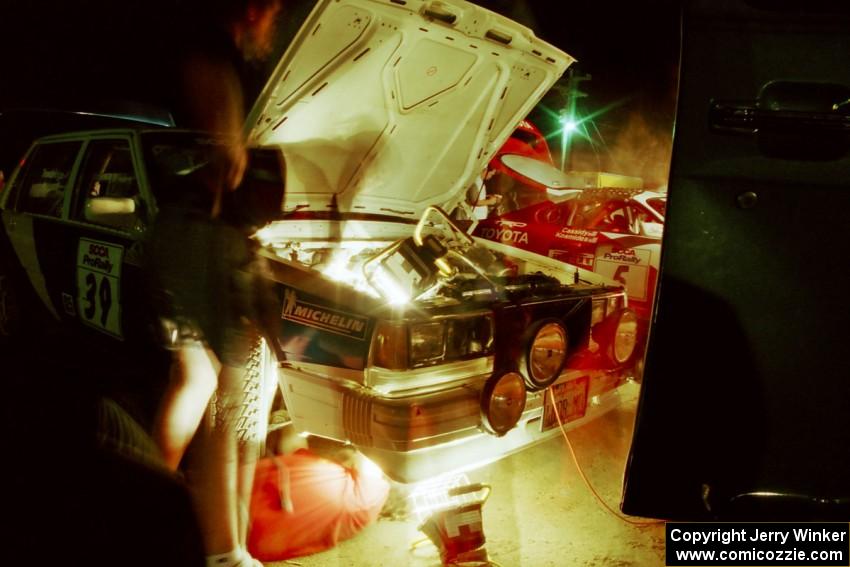 Carl Jardevall / Amity Trowbridge Volvo 740 Turbo at Friday night service in Osage.