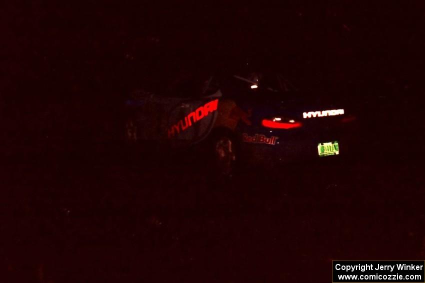 Paul Choiniere / Jeff Becker Hyundai Tiburon at speed on SS5, Hanna One.