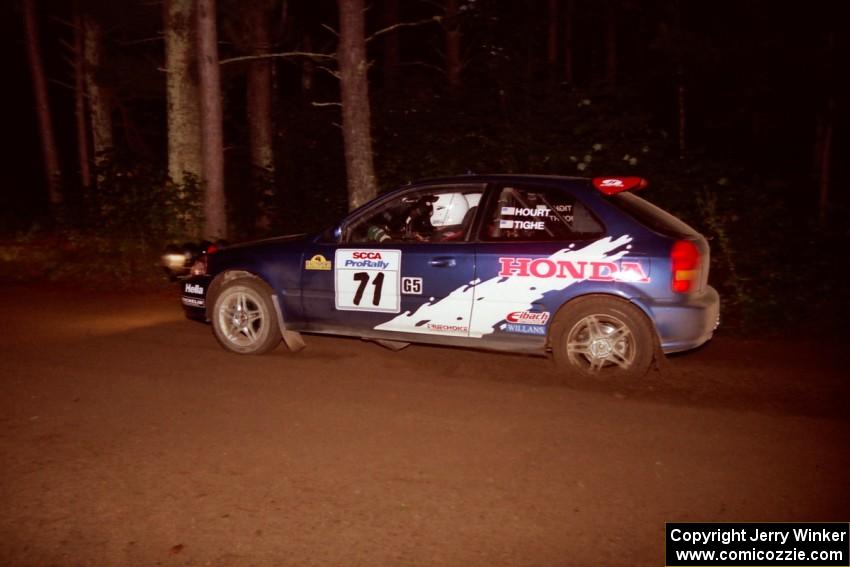 Bryan Hourt / Tom Tighe Honda Civic at speed on SS5, Hanna One.