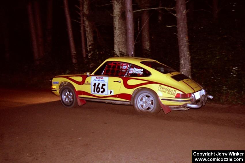Dennis Chizma / Claire Chizma Porsche 911 at speed on SS5, Hanna One.