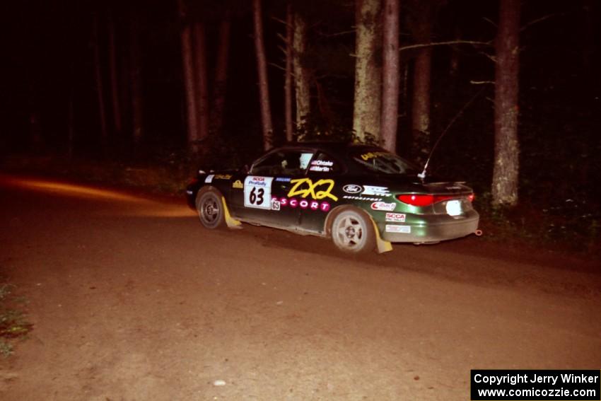 Tad Ohtake / Bob Martin Ford Escort ZX2 at speed on SS5, Hanna One.