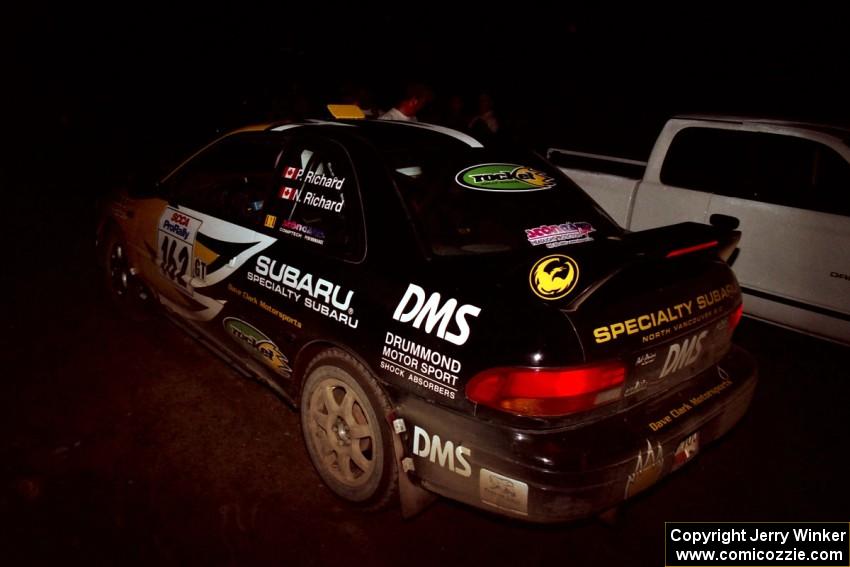 Pat Richard / Nathalie Richard Subaru Impreza 2.5RS checks into the finish of SS7, Two Inlets.