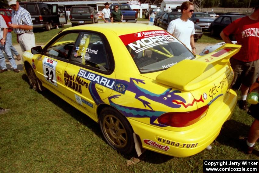 Paul Eklund / Scott Huhn Subaru Impreza at parc expose prior to SS8, Speedway Shennanigans.