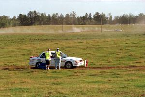 Todd Jarvey / Rich Faber Mitsubishi Galant VR-4 at the start of SS11, Ranch Super Special I.