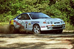 Paul Choiniere / Jeff Becker Hyundai Tiburon at the spectator corner on SS10, Kabekona.