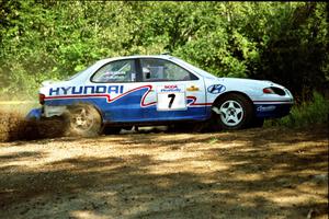 John Buffum / Mark Williams Hyundai Elantra at the spectator corner on SS10, Kabekona.