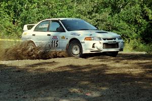 Seamus Burke / Frank Cunningham Mitsubishi Lancer Evo IV at the spectator corner on SS10, Kabekona.